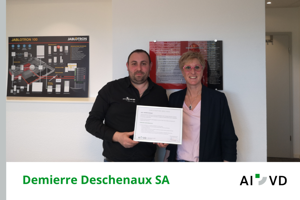 Certification Entreprise partenaire Demierre Deschenaux SA