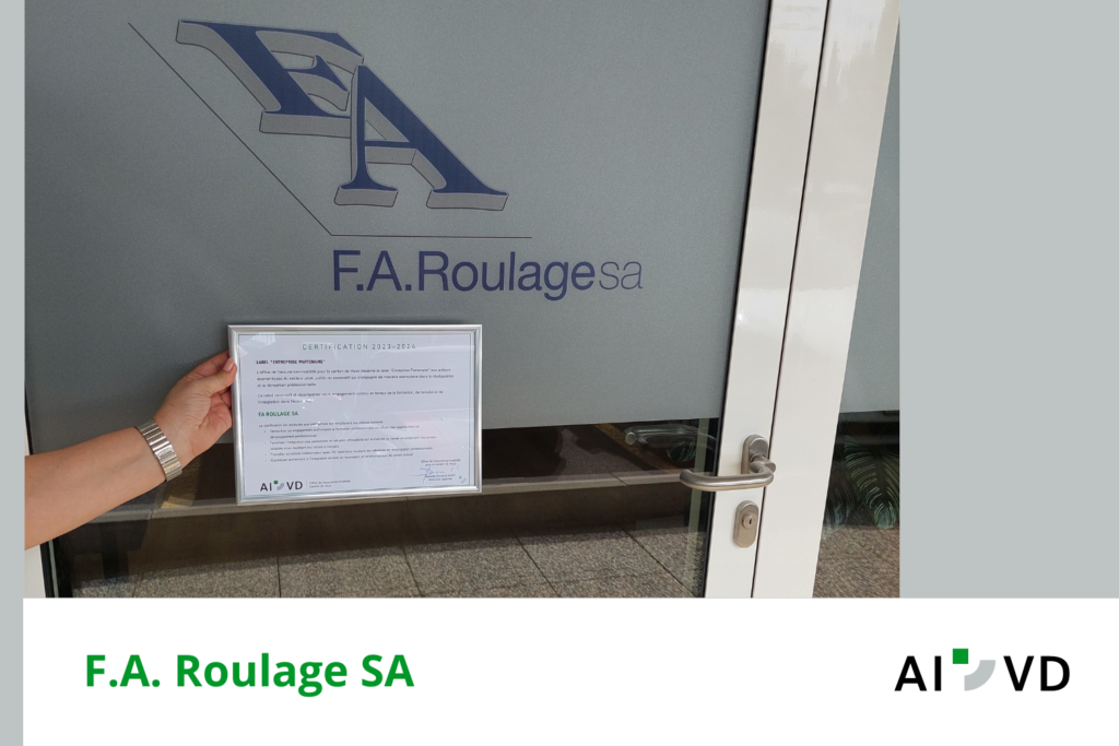 Certification Entreprise partenaire F.A. Roulage SA